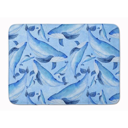 Carolines Treasures Watercolor Nautical Whales Machine Washable Memory Foam Mat BB7575RUG